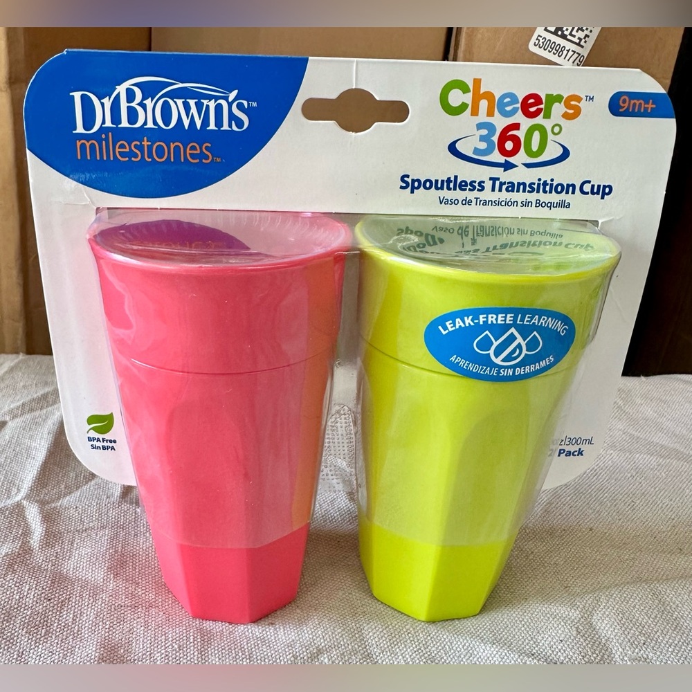Dr. Brown’s Milestones Pink and Green Spoutless Transition Cup Set